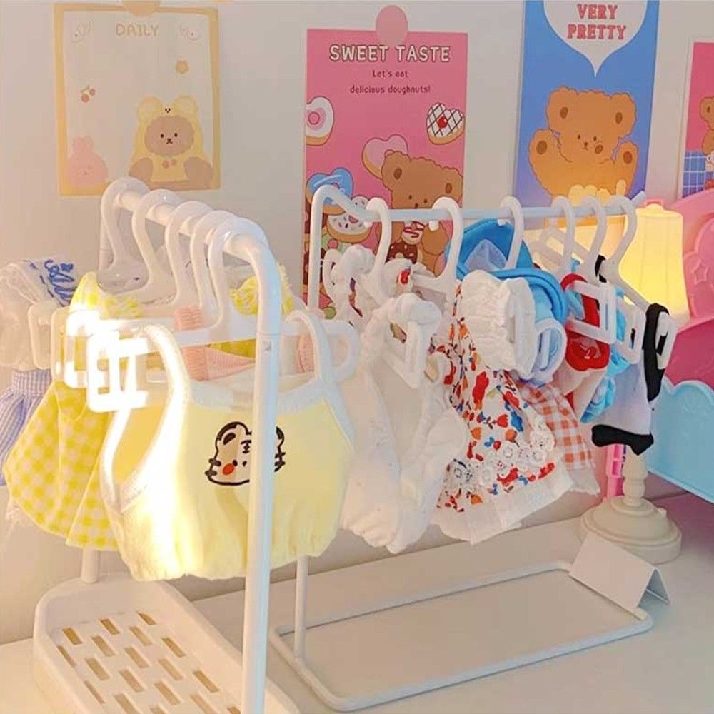 인형 옷걸이 행거 세트 [미니 인형 옷 옷장 소품 모루 솜 꾸미기 10cm 퍼프 건조대 귀걸이 거치대 수세미] - 상세 이미지 4