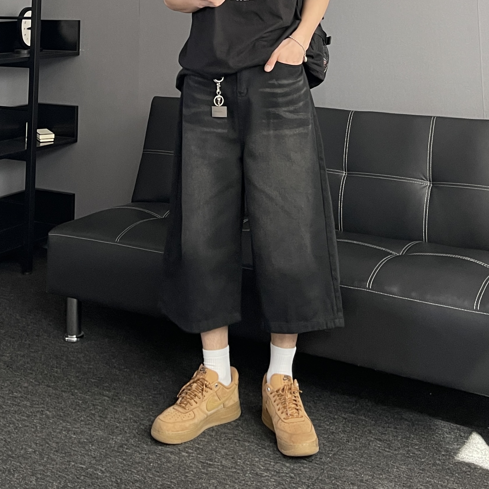 남자청반바지 남자7부청바지 버뮤다데님팬츠 이미지 2