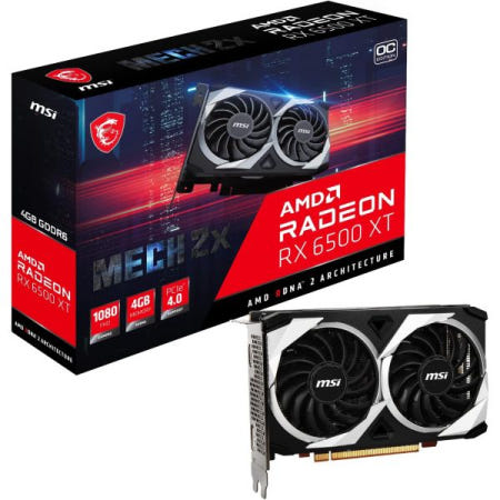 [해외]MSI 게이밍 AMD 라데온 RX 6500 XT 64비트 4GB GDDR6 DP/HDMI PCIe 4 Torx 트윈 팬 프리싱크 DirectX 12 VR 준비 OC 그래픽