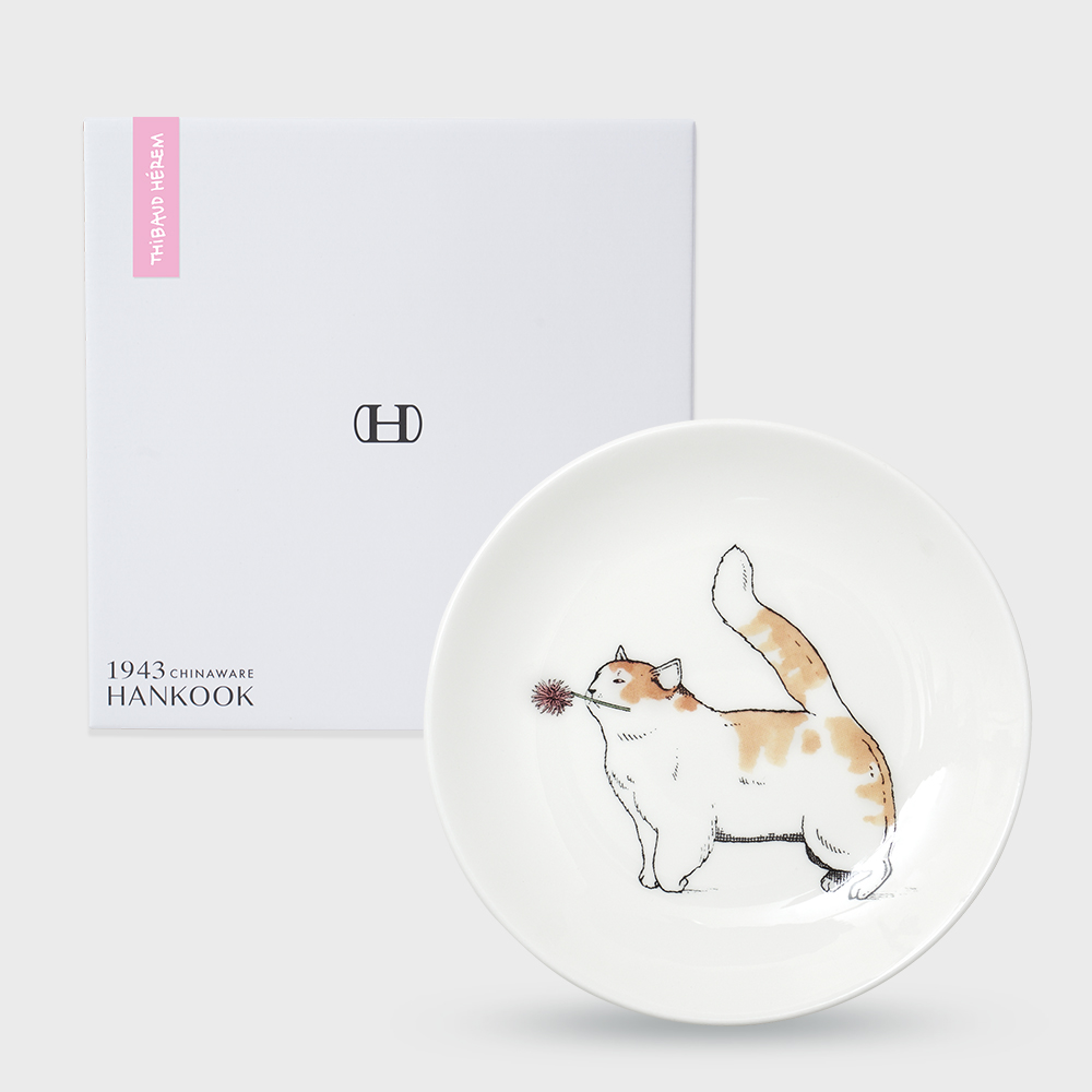 [한국도자기X티보에렘] 오브제 35. 5인치 접시 12.6CM 1P (Happy cat) - 상세 이미지 3