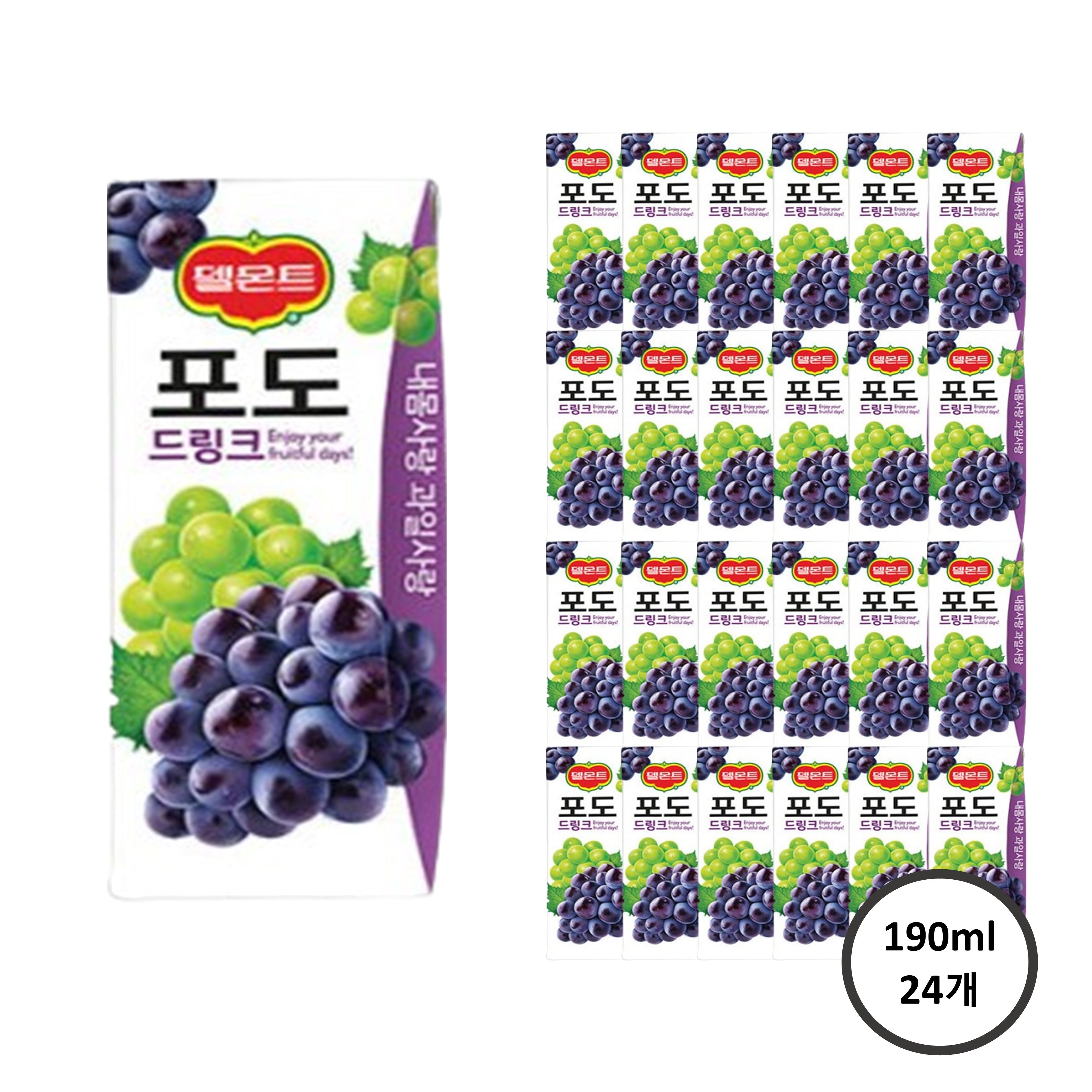 델몬트드링크 포도 190ml 24팩 : 푸드앤드링크