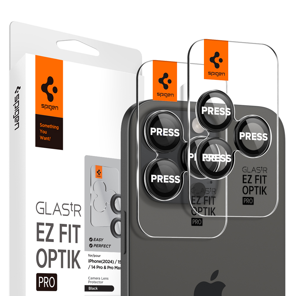 아이폰 강화유리 카메라 보호 필름 옵틱프로 아이폰16 프로 블랙, 2매입