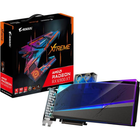 GIGABYTE [해외]기가바이트 AORUS 라데온 RX 6900 XT 익스트림 WATERFORCE WB 16G 그래픽 카드, 워터 블록 냉각 시스템, 16GB 256비트 GDDR6, GV-R69