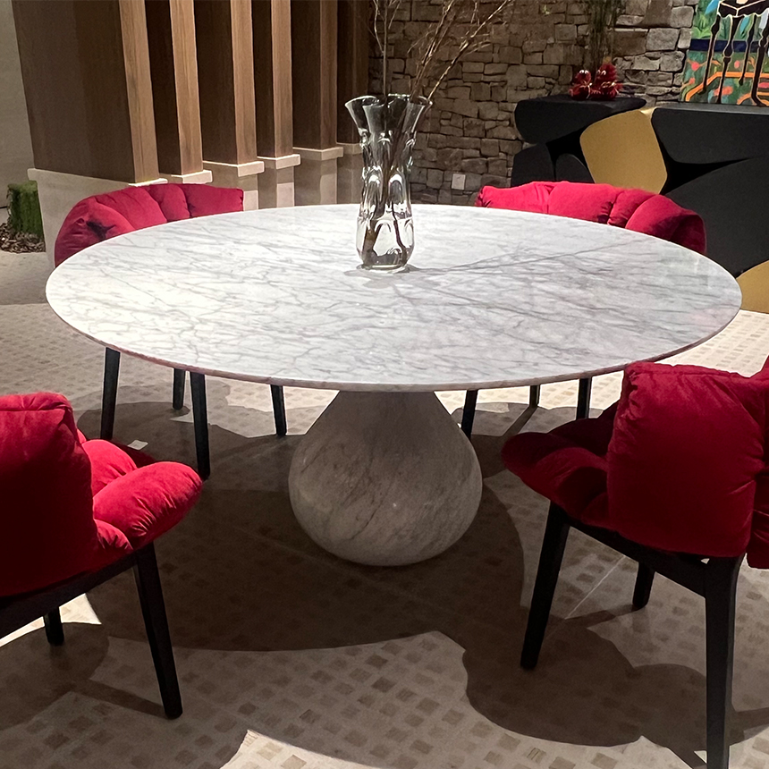 아쿠아 천연 대리석 원형 거실 다이닝 테이블 135cm Aqua Dining Table - 상세 이미지 5