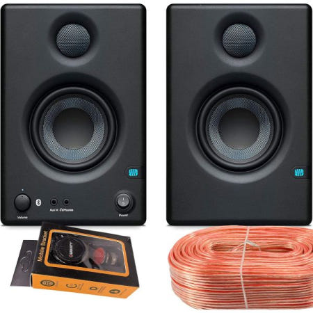 PreSonus [해외]블루투스 50W 전원(측면 25W) 클래스 AB 증폭 기능을 갖춘 프레소누스 에리스 E3.5 BT-3.5인치 근거리 스튜디오 모니터(EMB 스피커 와이어 및 그래비티 폰 홀