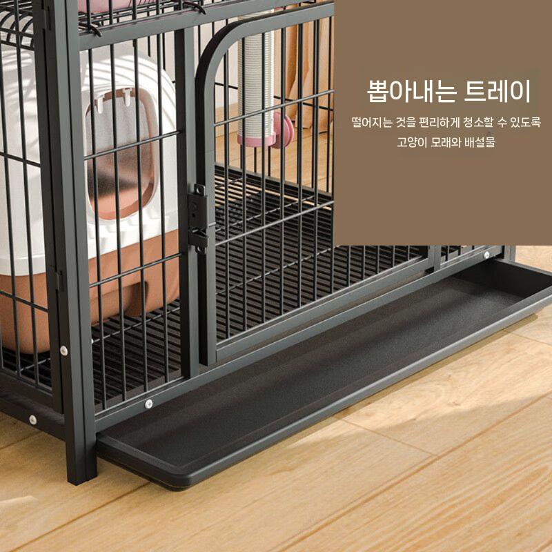 대형 철망 고양이 하우스 펜스형 케이지 86x61x140 중형_블랙(79x54x136) - 상세 이미지 4