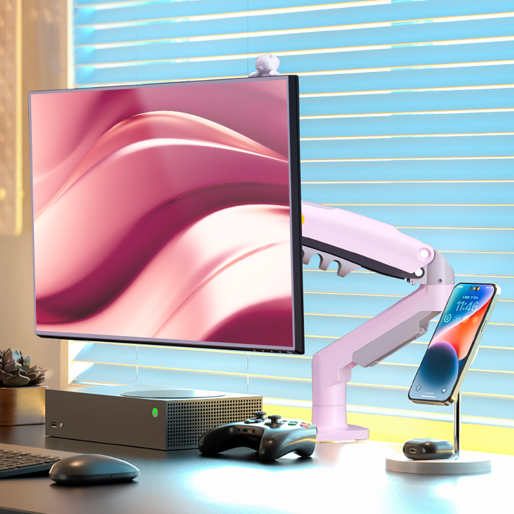 노스바유 NB F80 싱글 모니터암 거치대 판타지 핑크
