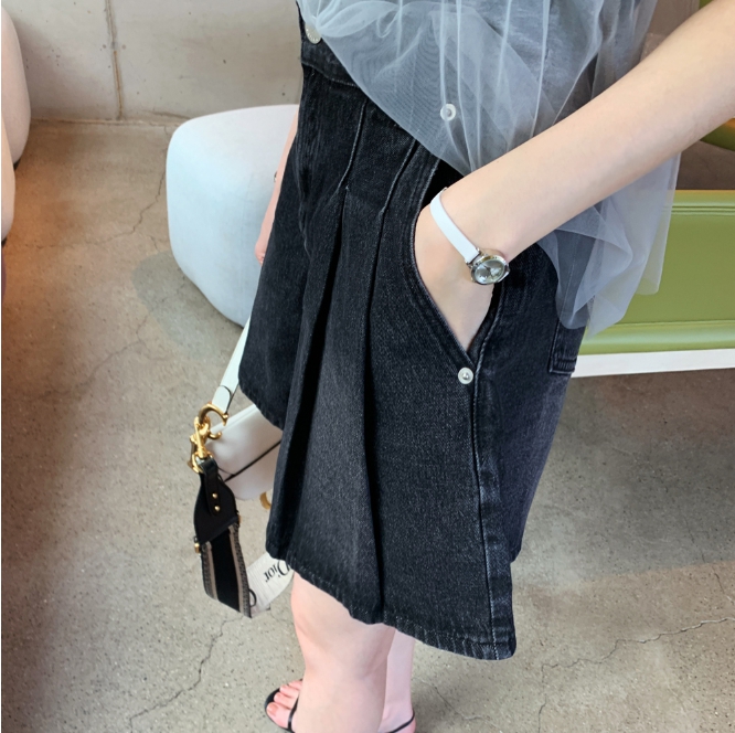 포치트 핀턱 와이드 반바지 - 상세 이미지 2