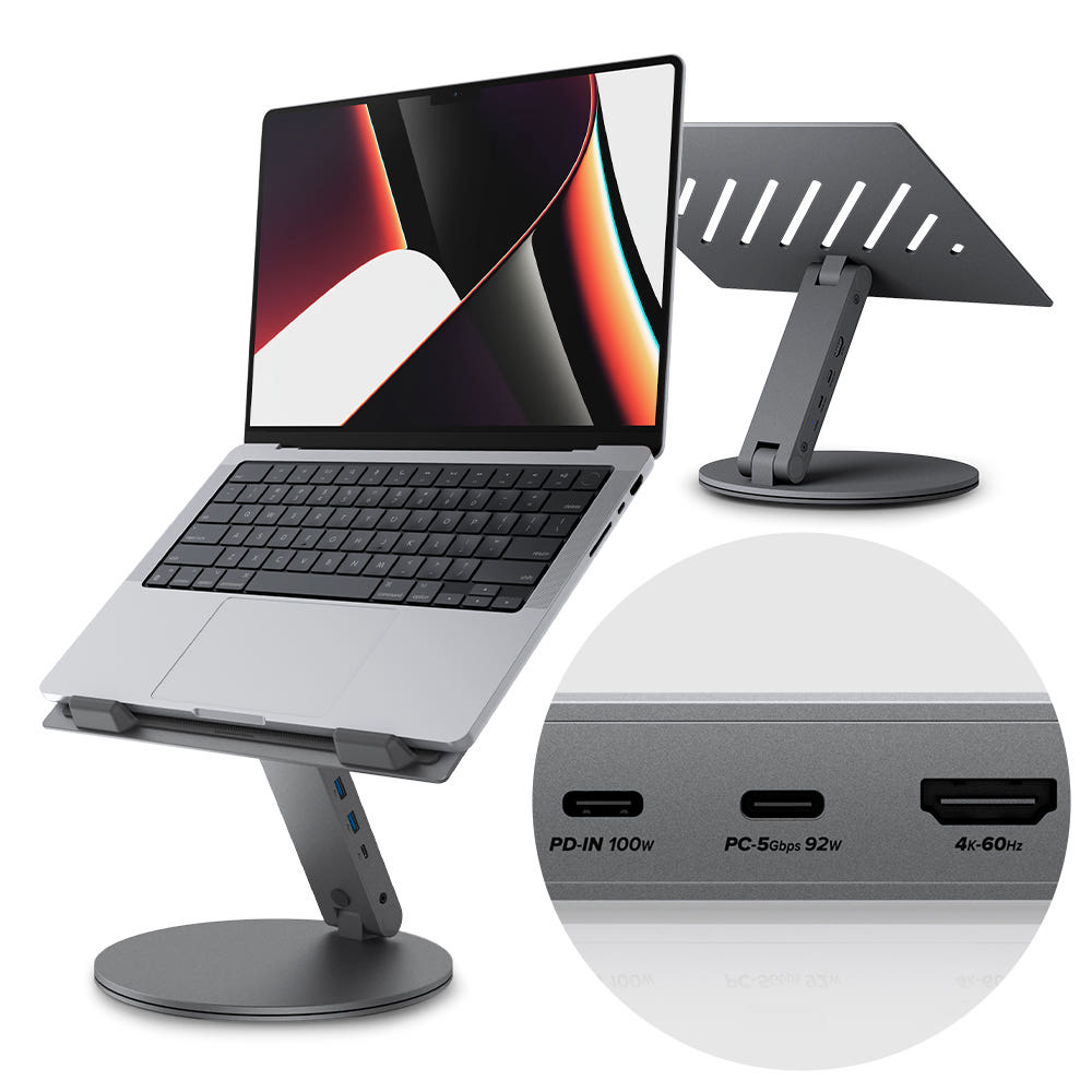 노트북 거치대 6in1 USB 허브형 높이 조절 받침대 스탠드 LD204H