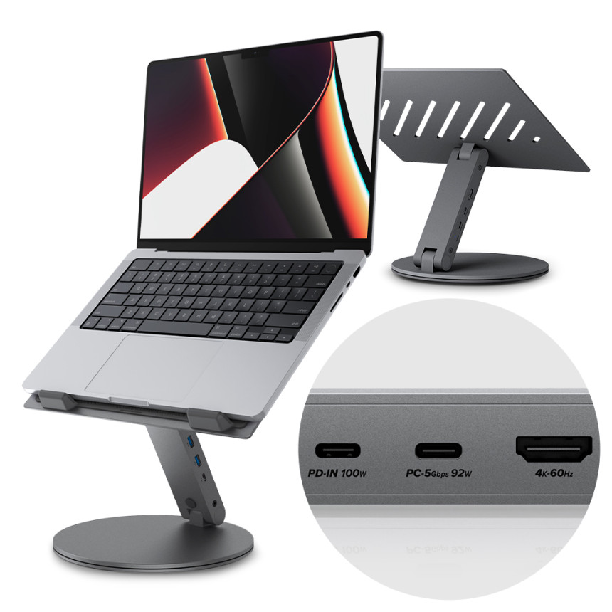 노트북 거치대 6in1 USB 허브형 높이 조절 받침대 스탠드 LD204H 사진 1