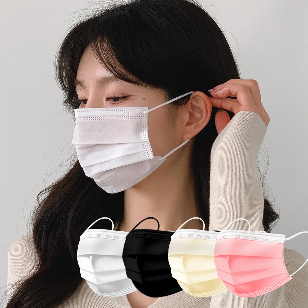 유앤미 여름용 마스크 국산 덴탈마스크 L(대형), 블랙, 300개