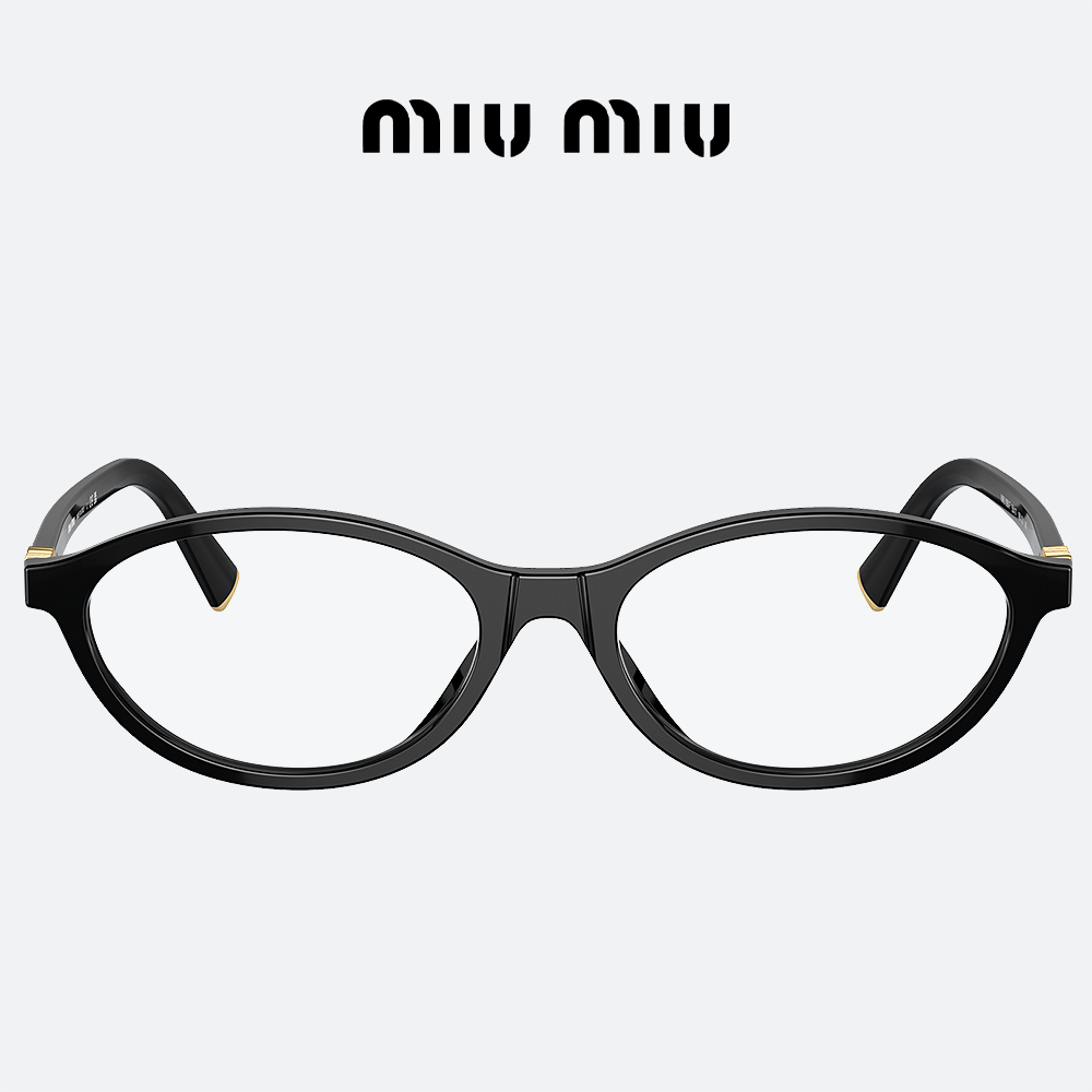 미우미우 안경 MIUMIU 0MU09XVF 16K1O1 블랙 오벌 뿔테 안경테 - 상품 이미지