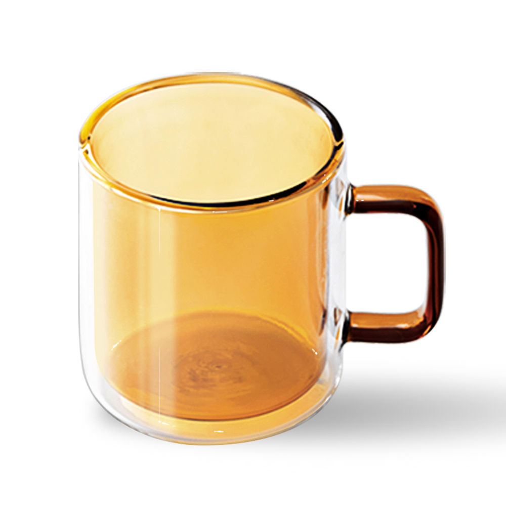 칼딘 홈카페 이중 내열 유리컵 더블월글라스 컬러풀 머그 컵 앰버