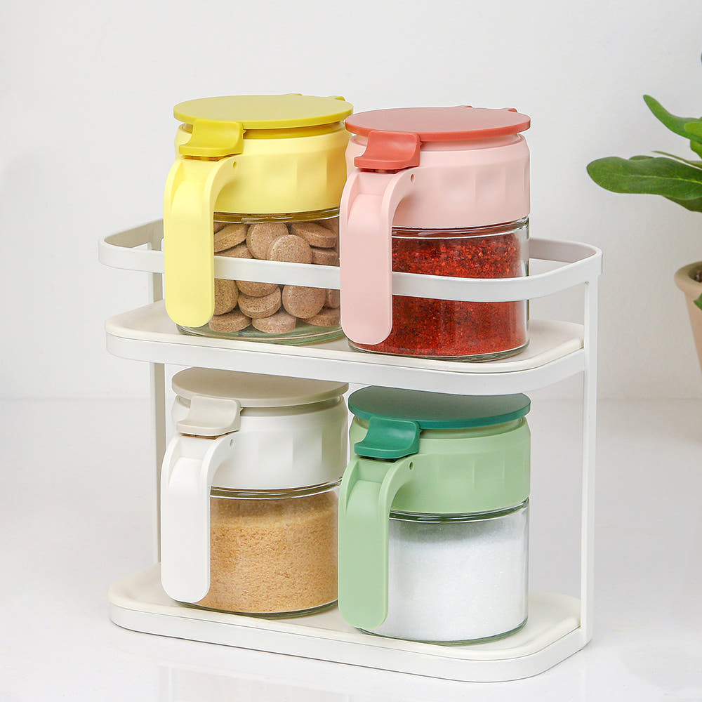 시노글라스 설탕통 밀폐 양념통 유리 조미료통 세트 4p