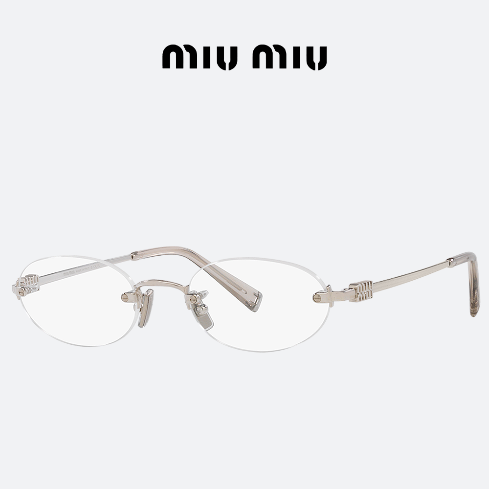 미우미우 로고 안경 MIUMIU 0MU53WV 1BC1O1 실버 메탈 무테 - 상세 이미지 2