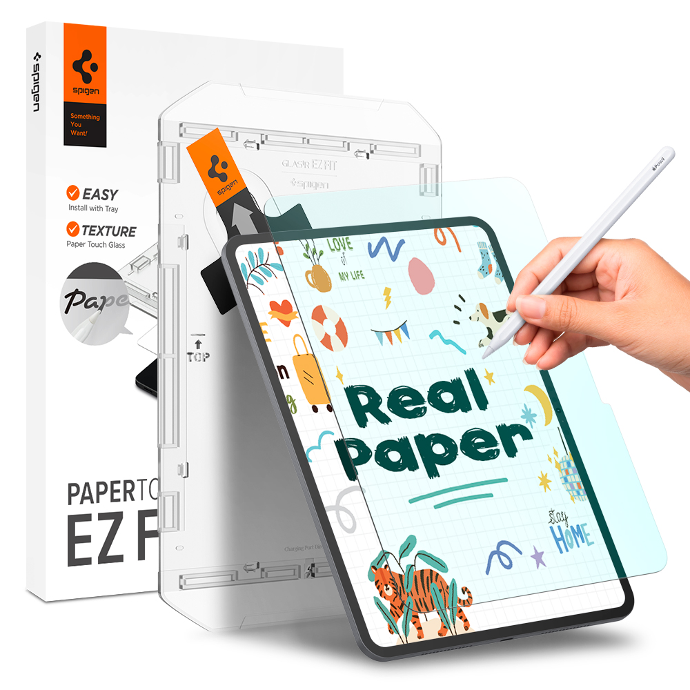 아이패드프로 13 M5 M4 8세대 7세대 종이질감 붙이기 쉬운 강화유리 액정필름 페이퍼터치 이지핏 - 상품 이미지