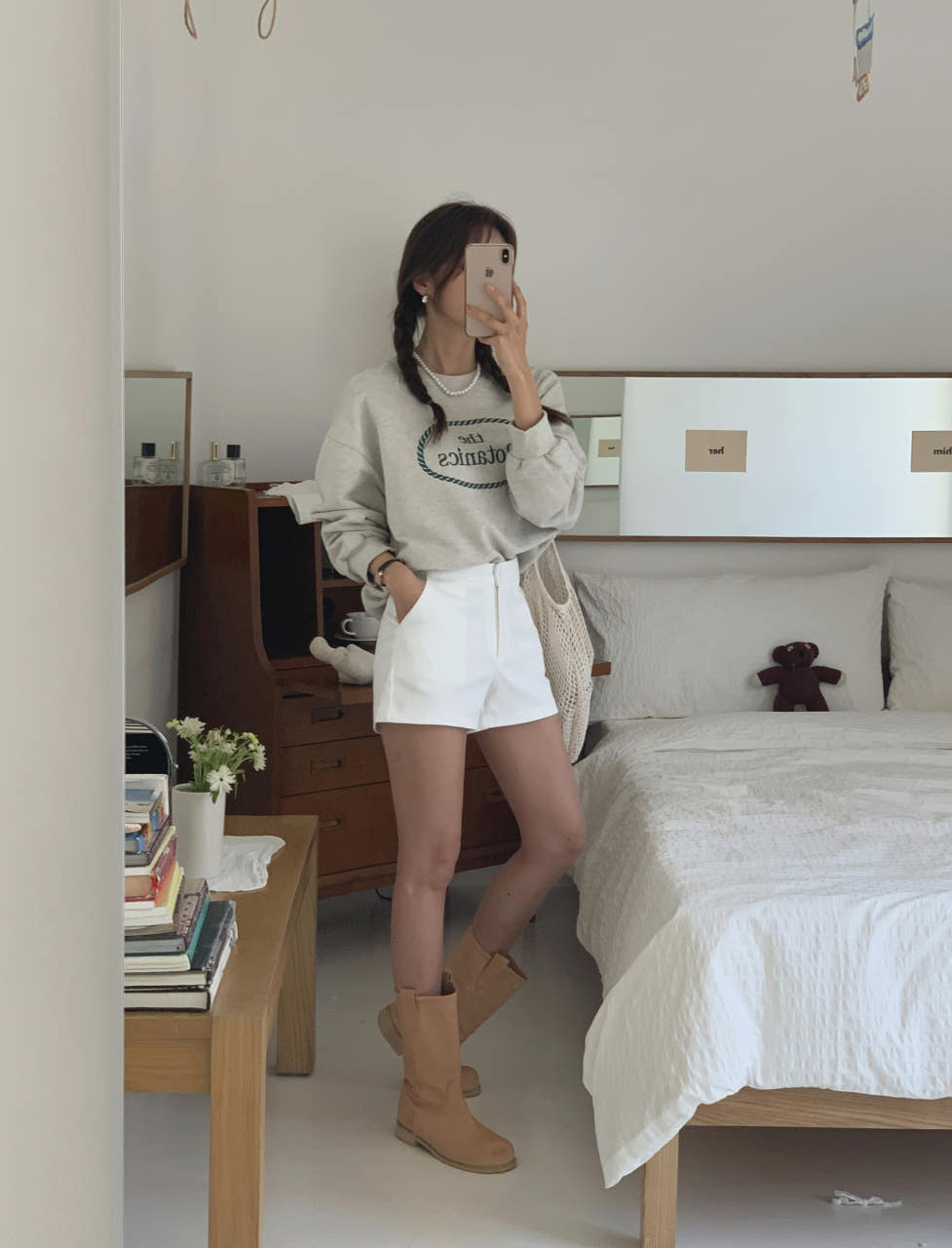 여성 반바지 면 여자여름바지 썸머반바지 하이웨스트 3부 A라인 스판 슬랙스 숏팬츠 키작녀 - 상세 이미지 5