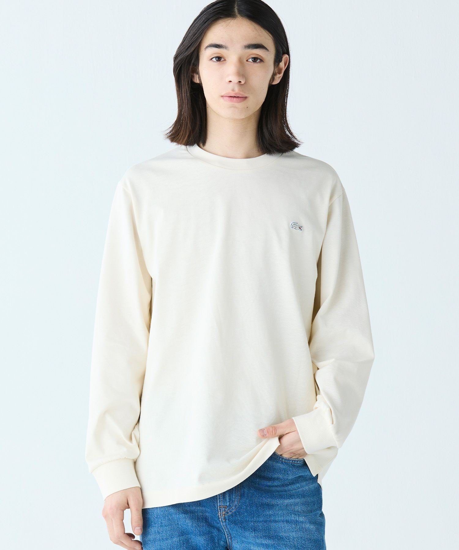 라코스테 일본 LACOSTE 베이직 롱 슬리브 T셔츠/긴소매 T셔츠 오프 화이트 : 긴자 스토어
