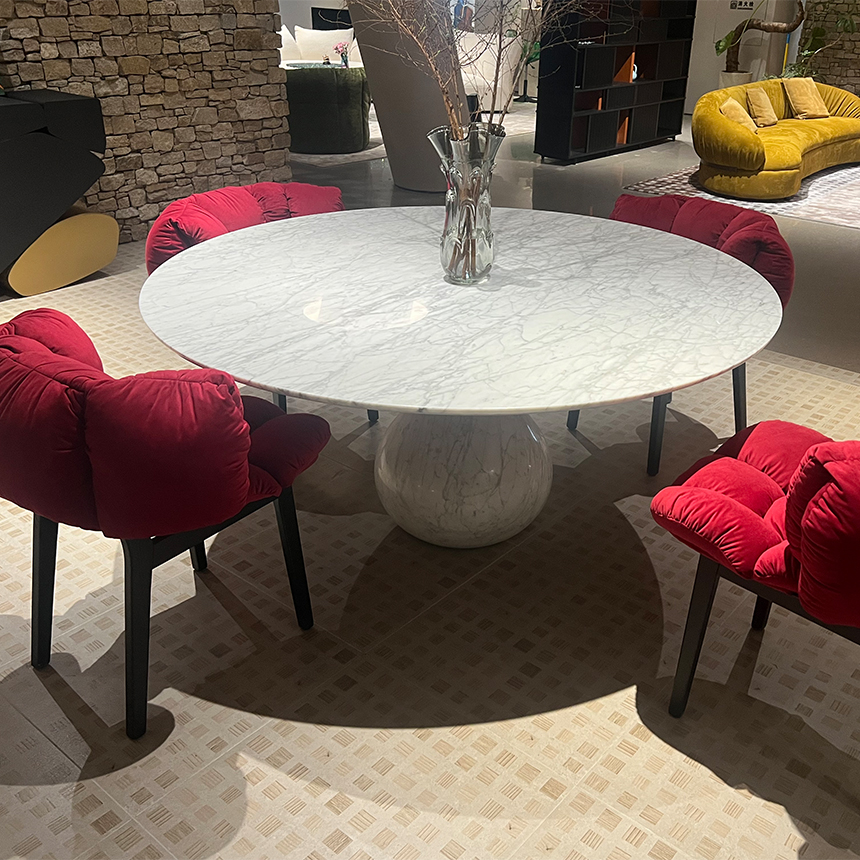 아쿠아 천연 대리석 원형 거실 다이닝 테이블 135cm Aqua Dining Table - 상세 이미지 4