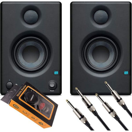 [해외]PreSonus Eris E3.5 BT-3.5인치 근거리 스튜디오 모니터 / 50와트(25W 측면) 클래스 AB 증폭 블루투스 5.0 스테레오 입력 + EMB QTQ 케이블