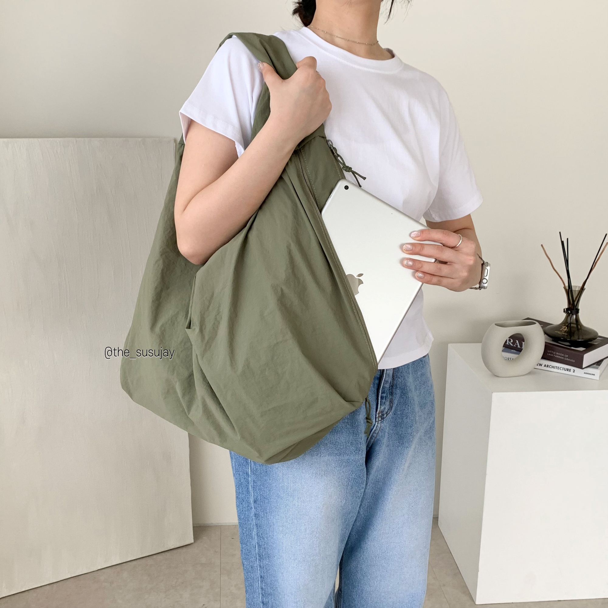 빅백 나일론호보백 휘뚜루마뚜루 가벼운 직장인 보부상 가방 나일론숄더백 이미지 7