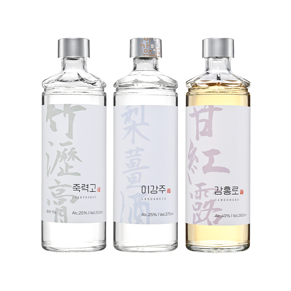조선3대명주 죽력고,이강주,감홍로 화이트라벨 개별케이스,쇼핑백