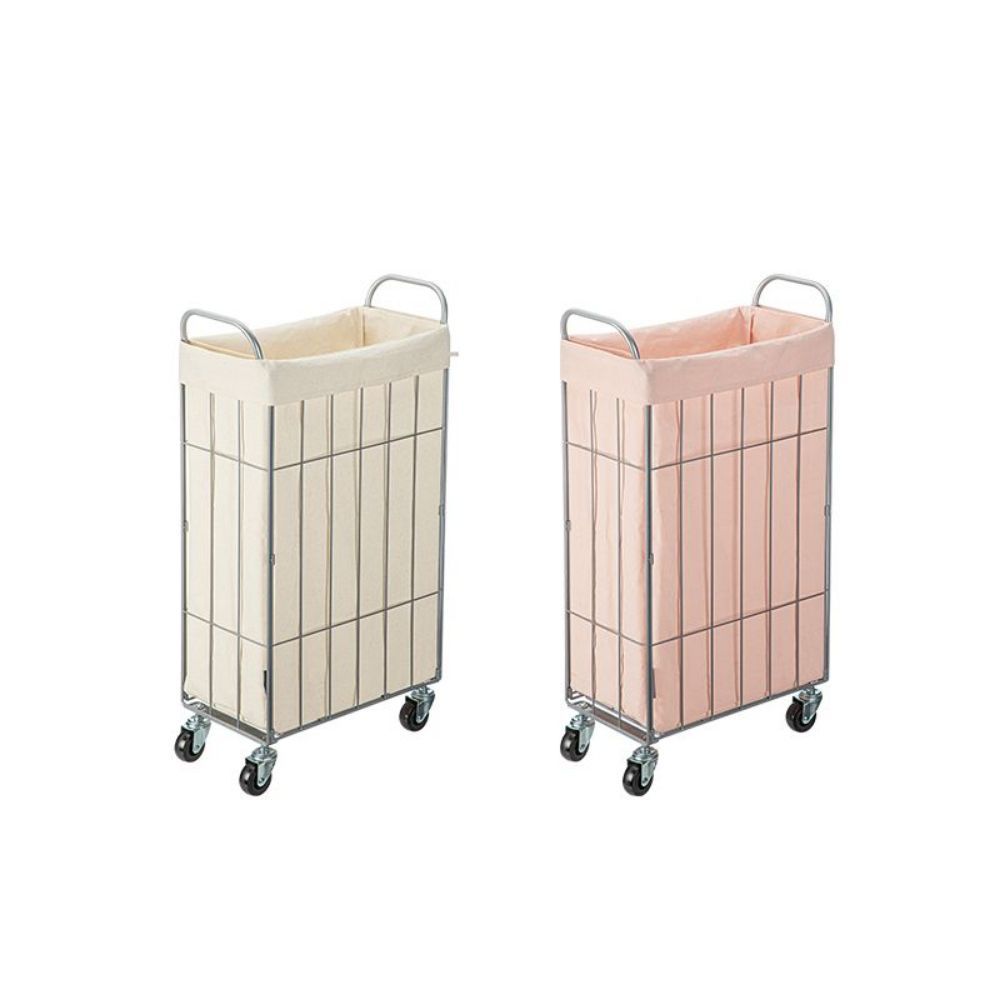 카트 바구니 세탁 포함 바퀴 사각 종칼라 다크그레이 - 상품 이미지