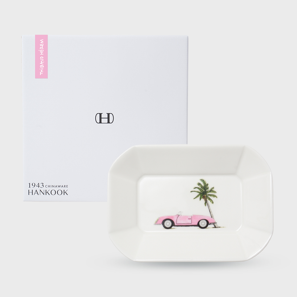 [한국도자기X티보에렘] 오브제 50. 직사각접시 14CM 1P (Pink summer car) - 상세 이미지 3