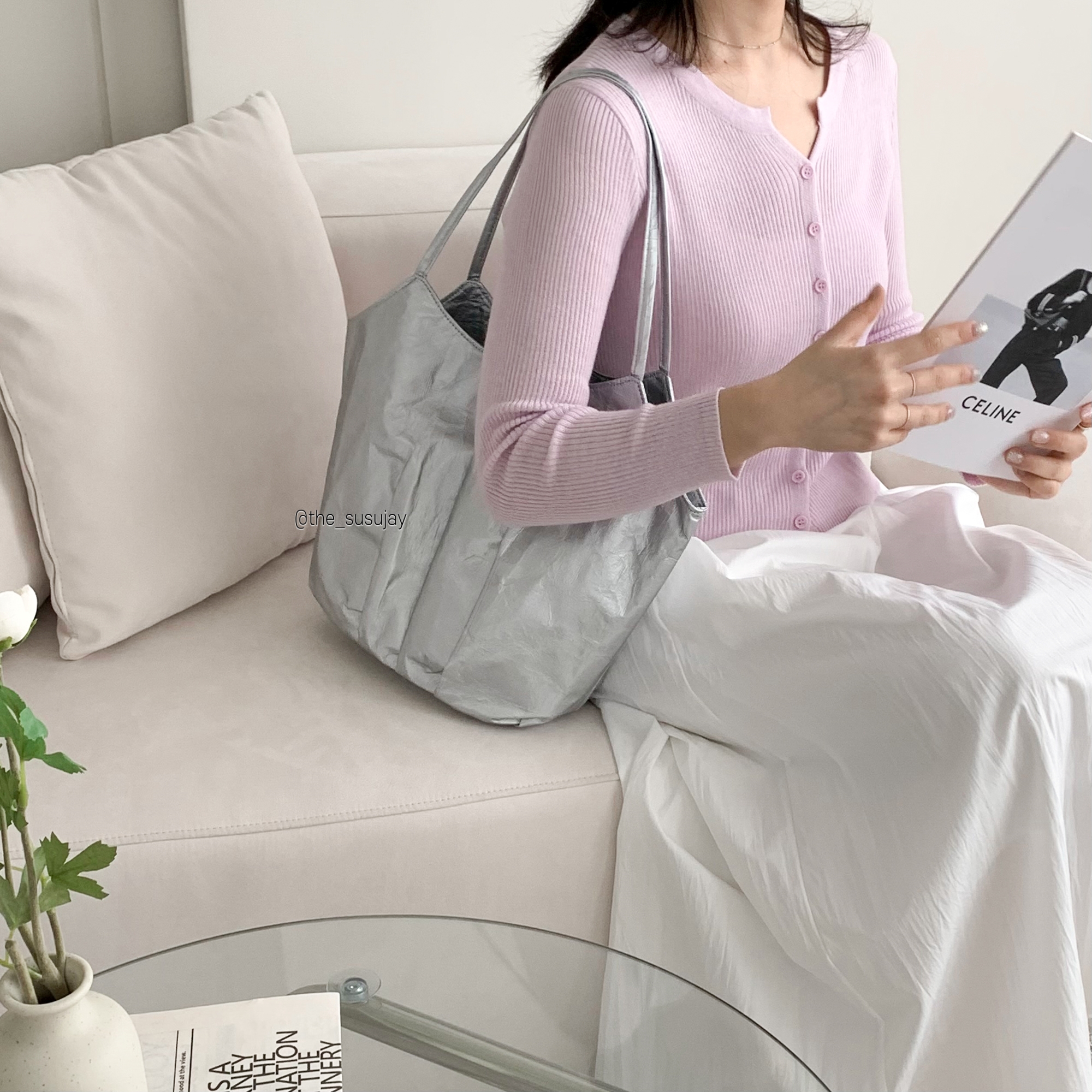 수수제이 글로시백 실버백 휘뚜루마뚜루 보부상가방 타이백 인조가죽가방 - 상세 이미지 3