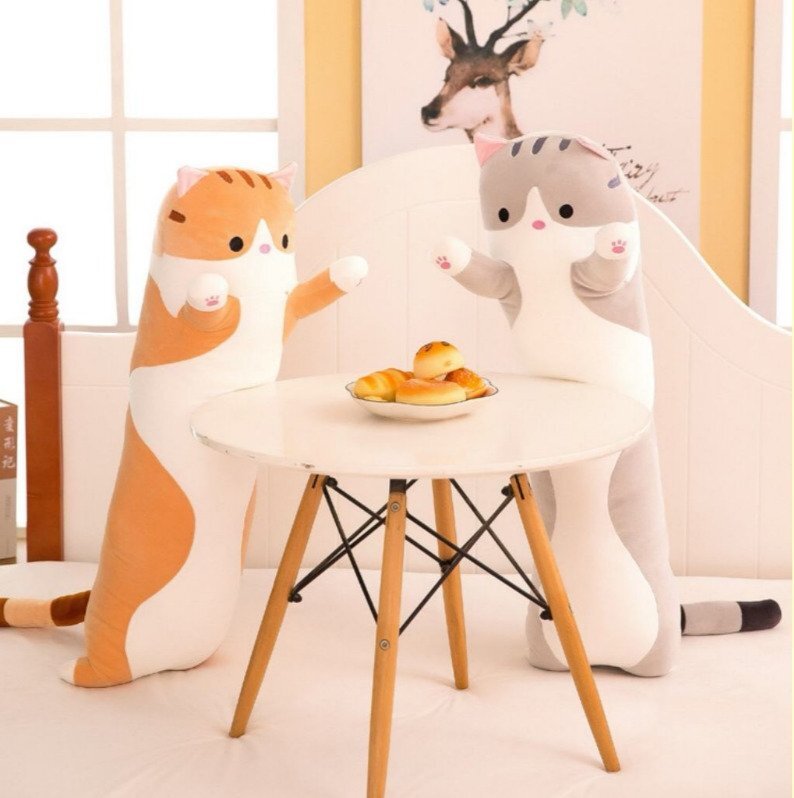 대형 고양이 바디필로우 모찌쿠션 애착인형 - 상품 이미지