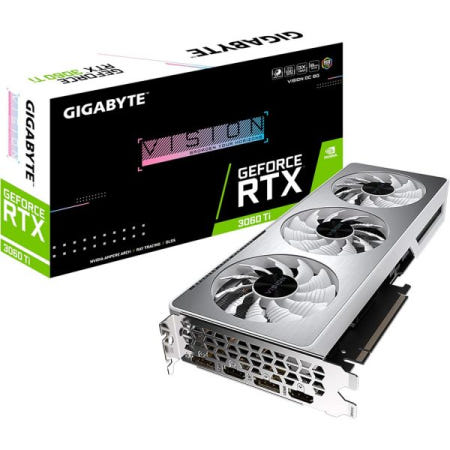 GIGABYTE [해외]기가바이트 지포스 RTX 3060 Ti 비전 OC 8G 그래픽 카드, 윈드포스 3X 냉각 시스템, LHR, 8GB 256비트 GDDR6, GV-N306TVISION OC-8