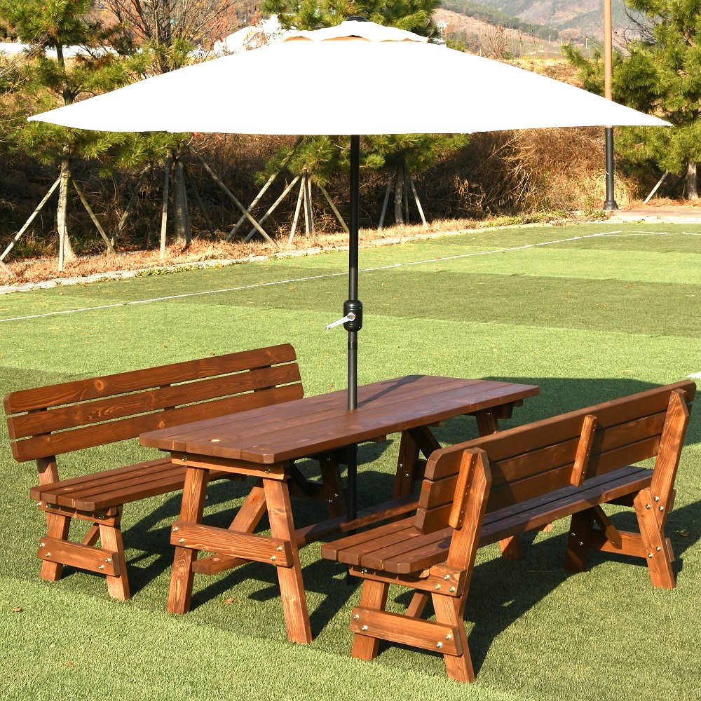 야외테이블세트 정원카페 편의점테라스 야외용테이블 4인분리형월넛