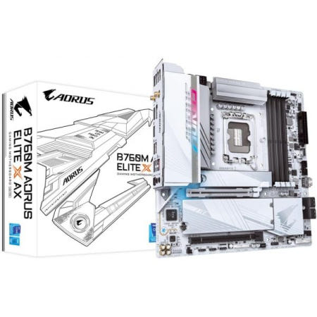 [해외]기가바이트 B760M AORUS 엘리트 X AX 마더보드 - 인텔 코어 14세대 CPU, 14+1+1 페이즈 VRM, 최대 8266MHz DDR5(OC), 2xPCIe 4.