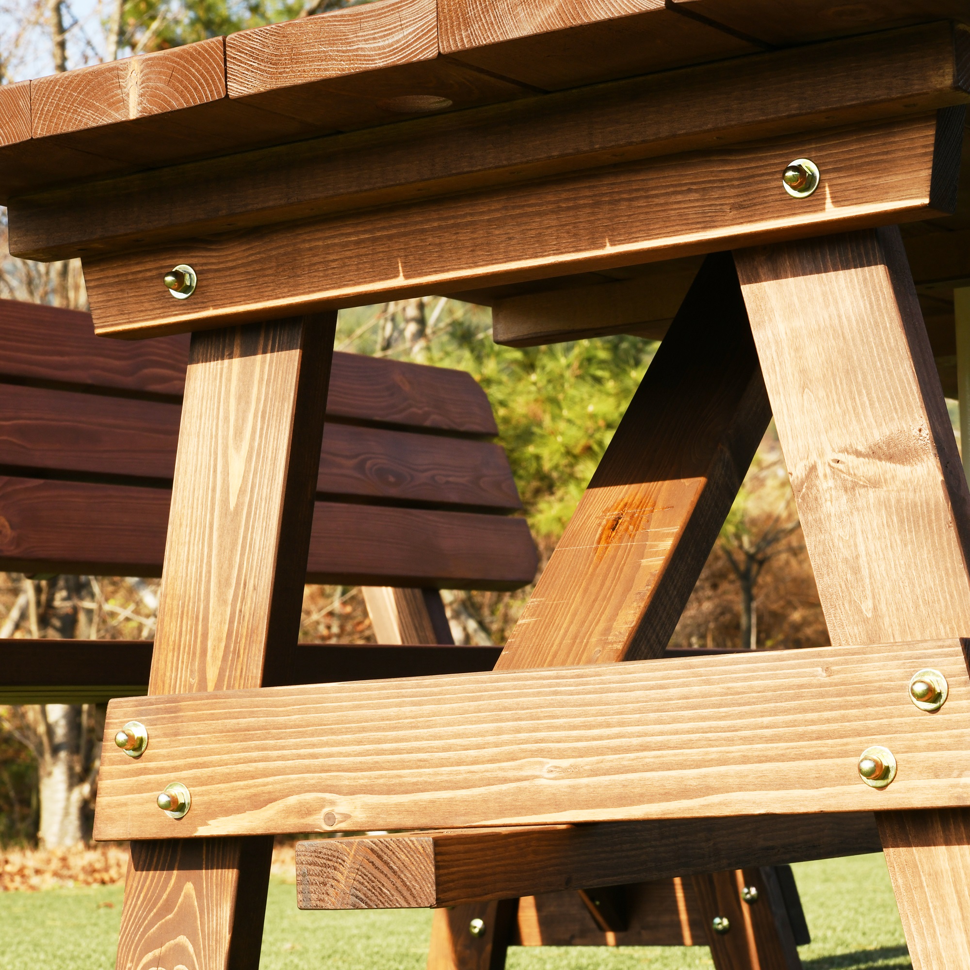 야외테이블세트 정원카페 편의점테라스 야외용테이블 4인분리형월넛