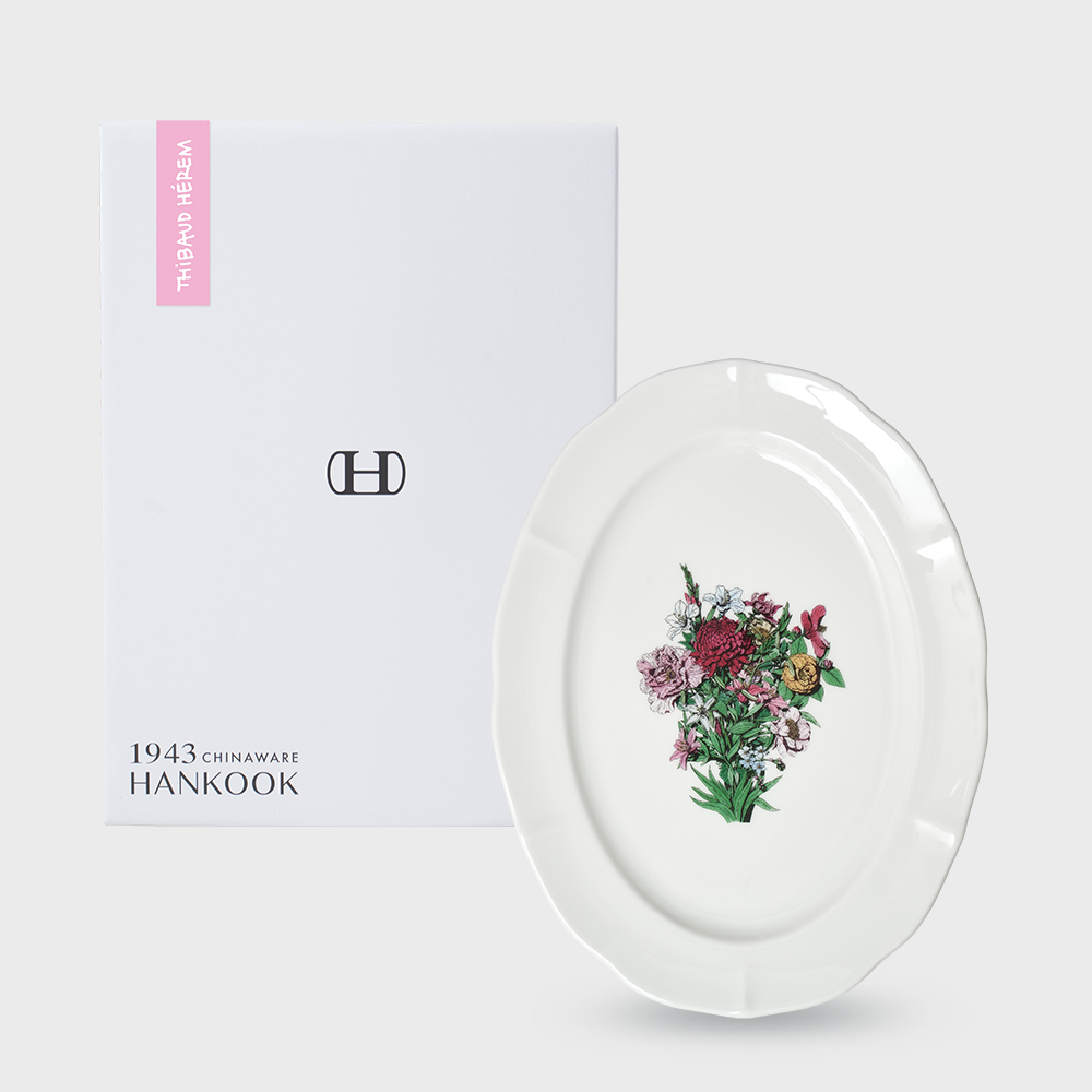 [한국도자기X티보에렘] 오브제 47. 오발접시 28CM 1P (Bouquet) - 상세 이미지 3