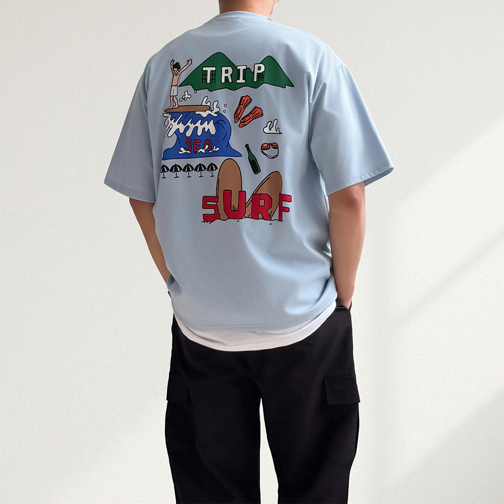 1+1 남자오버핏반팔티 쿨링티셔츠 커플반팔티 - 상품 이미지