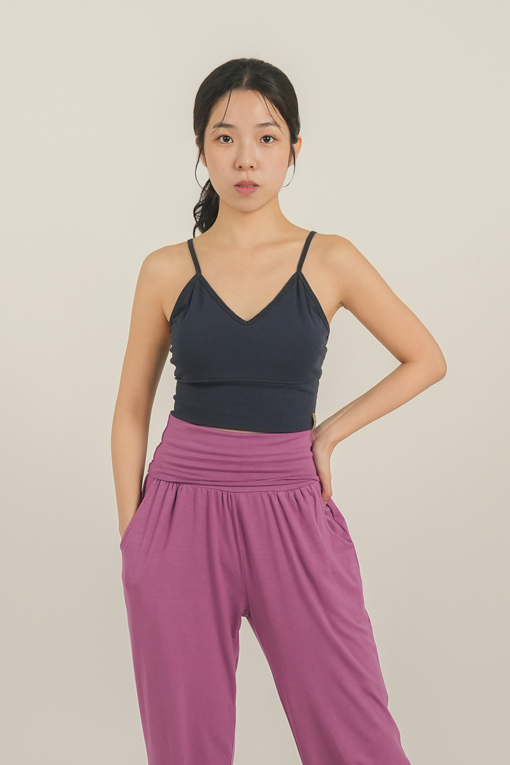 [에스라티] 카라 요가 브라탑 여성 크롭 하타 요가복 필라테스복 폴웨어 스포츠탑 상의 - 상세 이미지 3