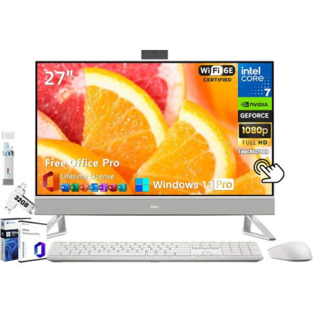[해외]Dell Inspiron 7730 올인원 데스크톱 PC, 27인치 FHD 터치스크린, 코어 7-150U, 32GB RAM, 2TB SSD, NVIDIA GeForce MX5