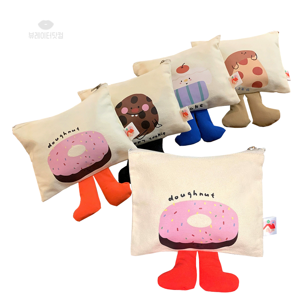 뷰레이터닷컴 푸드 미니 캔버스 파우치 캐릭터 화장품 립스틱 생리대 파우치 - 메인 이미지