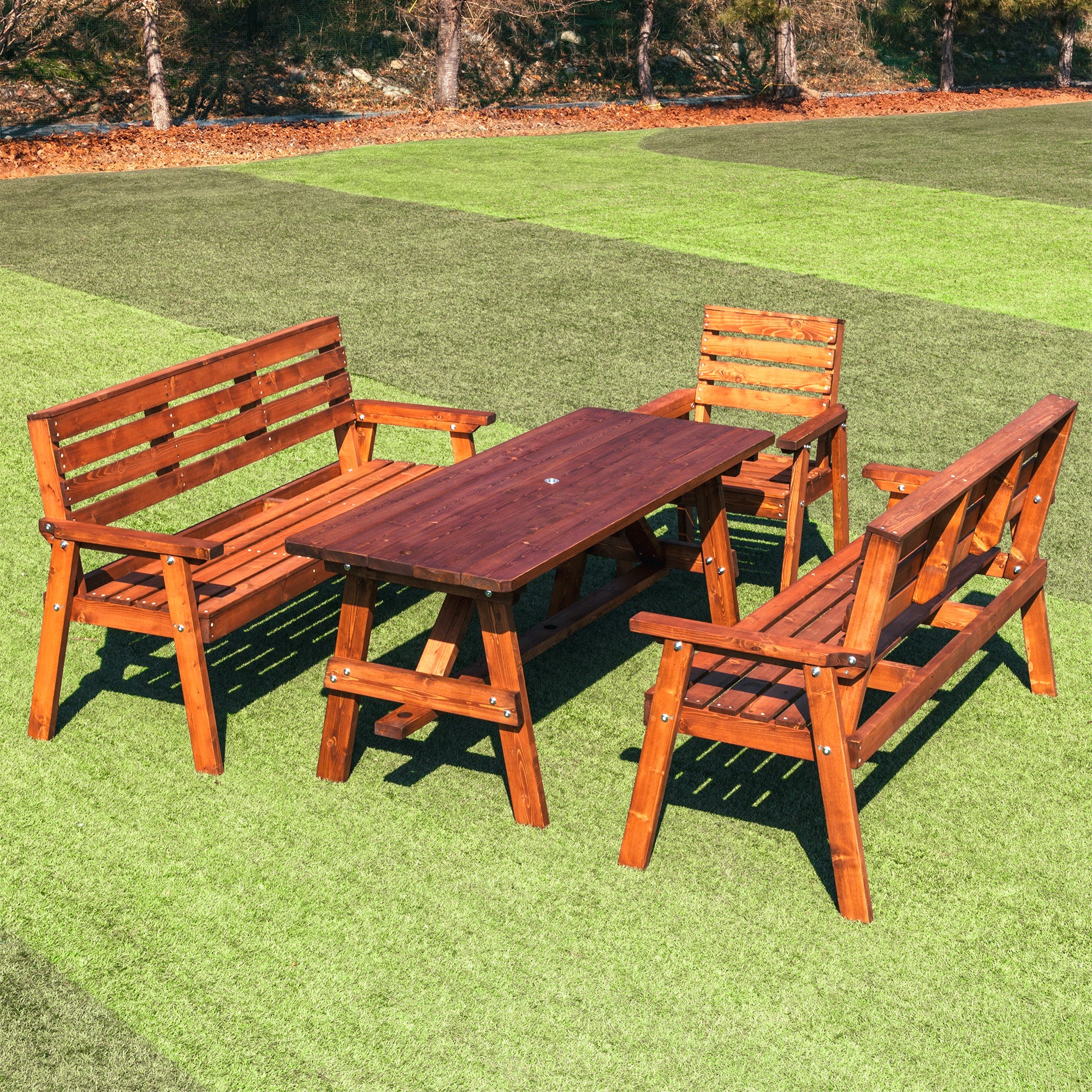 야외테이블세트 정원카페 편의점테라스 야외용테이블 4인분리형월넛