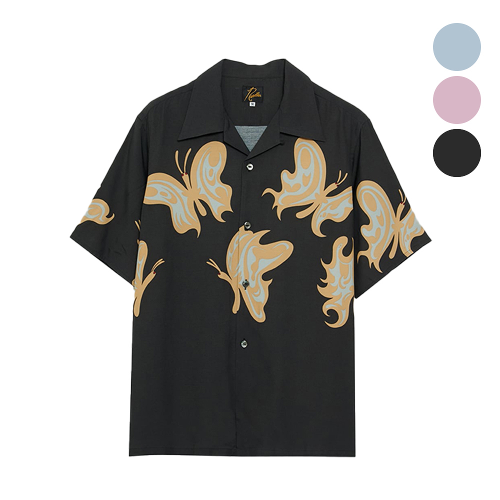 니들스 셔츠 Needles x Kae Tanaka S/S One-UpShirt - KT Papillon 반팔 QV432 - 메인 이미지