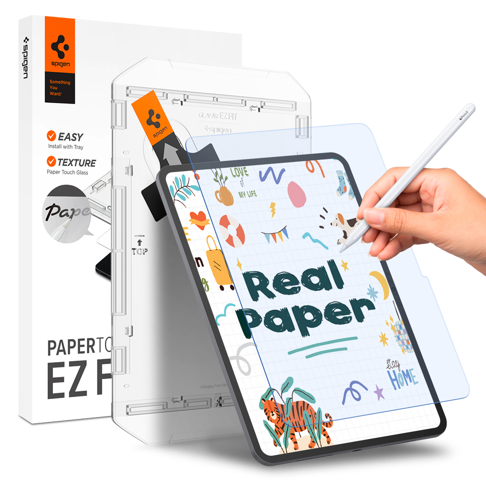 아이패드프로 11 M5 M4 6세대 5세대 종이질감 붙이기 쉬운 강화유리 액정필름 페이퍼터치 이지핏 - 상품 이미지