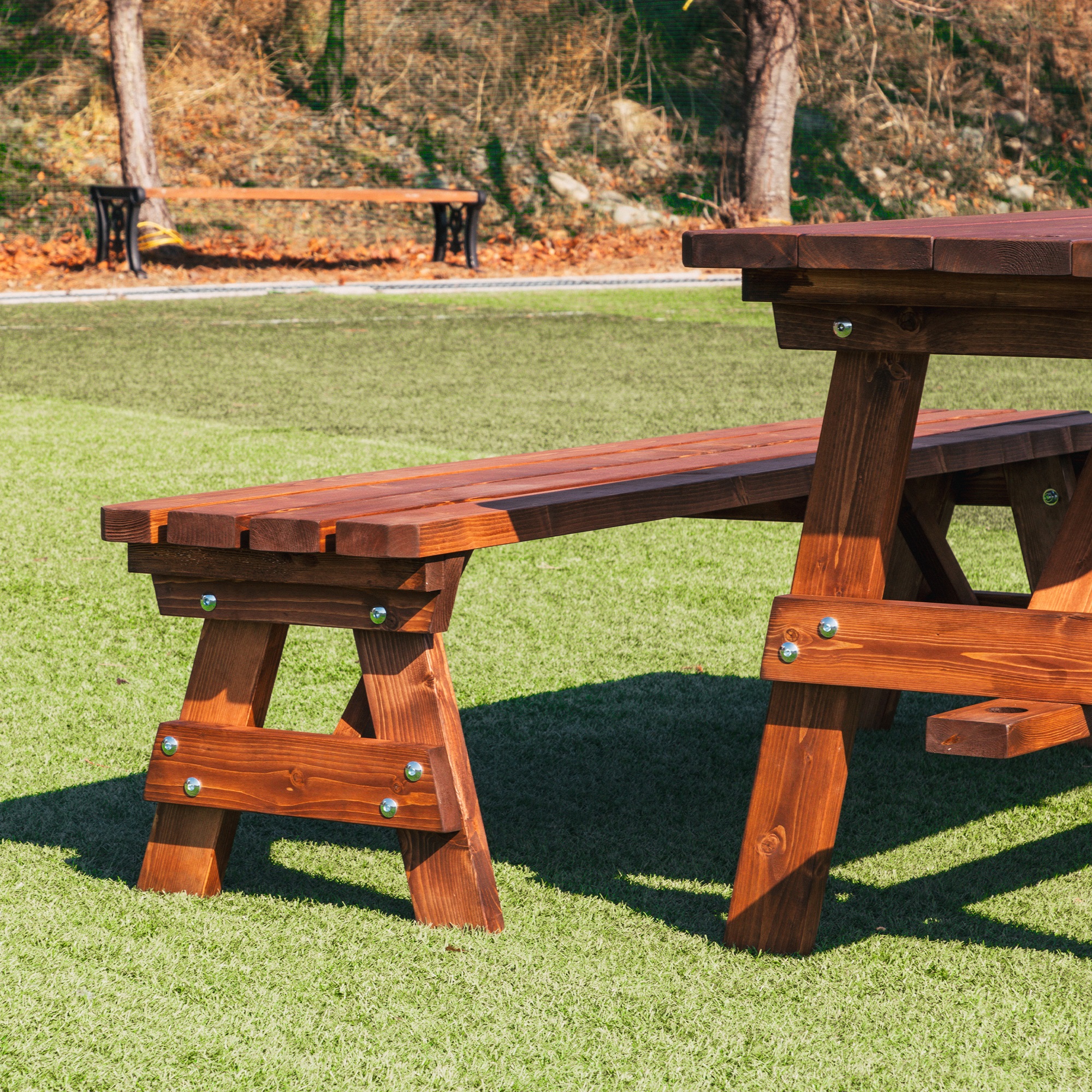 야외테이블세트 정원카페 편의점테라스 야외용테이블 4인분리형월넛