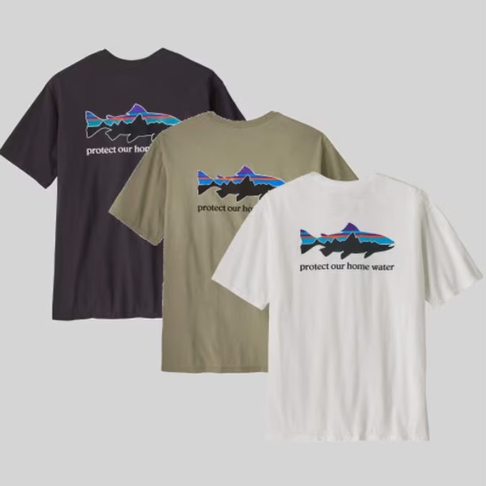 (국내매장판) 파타고니아 트라우트 오가닉 로고 반팔 티셔츠 커플 반팔티 - 상품 이미지