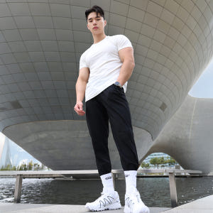[블랙몬스터핏]남자 트리코트 트레이닝 바지 헬스 운동복 짐웨어 런닝복 조... 착용 후기 | 사이즈/핏 총정리 - 상품 이미지 4