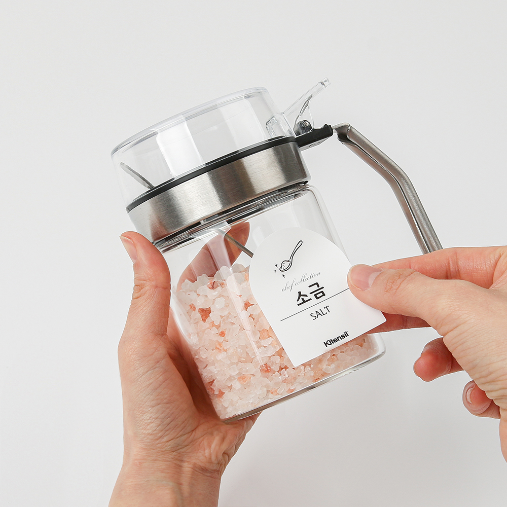 내열유리 양념통 스텐 소금통 양념보관 조미료통 300ml