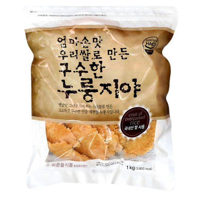 바른들식품 엄마손맛 우리쌀로 만든 구수한 누룽지야 1kg 1개 : 복댕이가족
