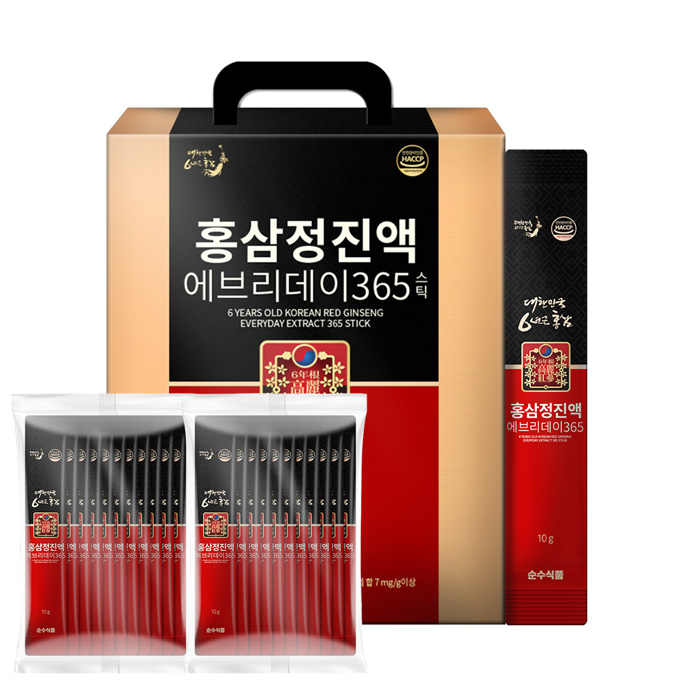 100포 6년근 홍삼정 진액 에브리데이 365 홍삼 스틱 선물세트 순수식품 - 메인 이미지