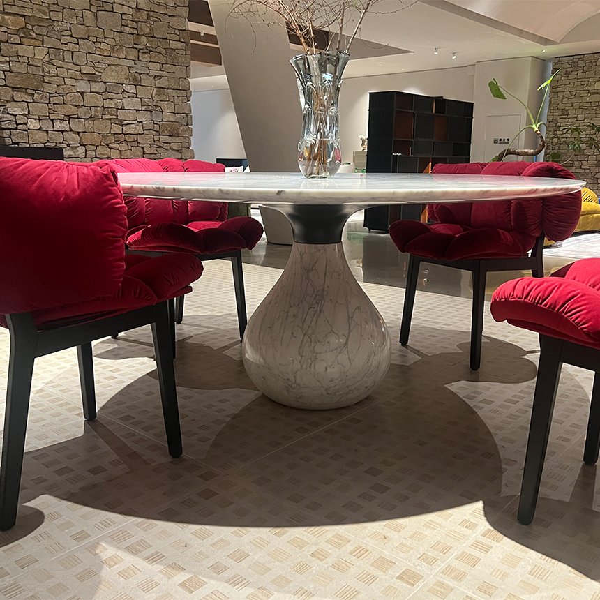 아쿠아 천연 대리석 원형 거실 다이닝 테이블 135cm Aqua Dining Table - 상세 이미지 3
