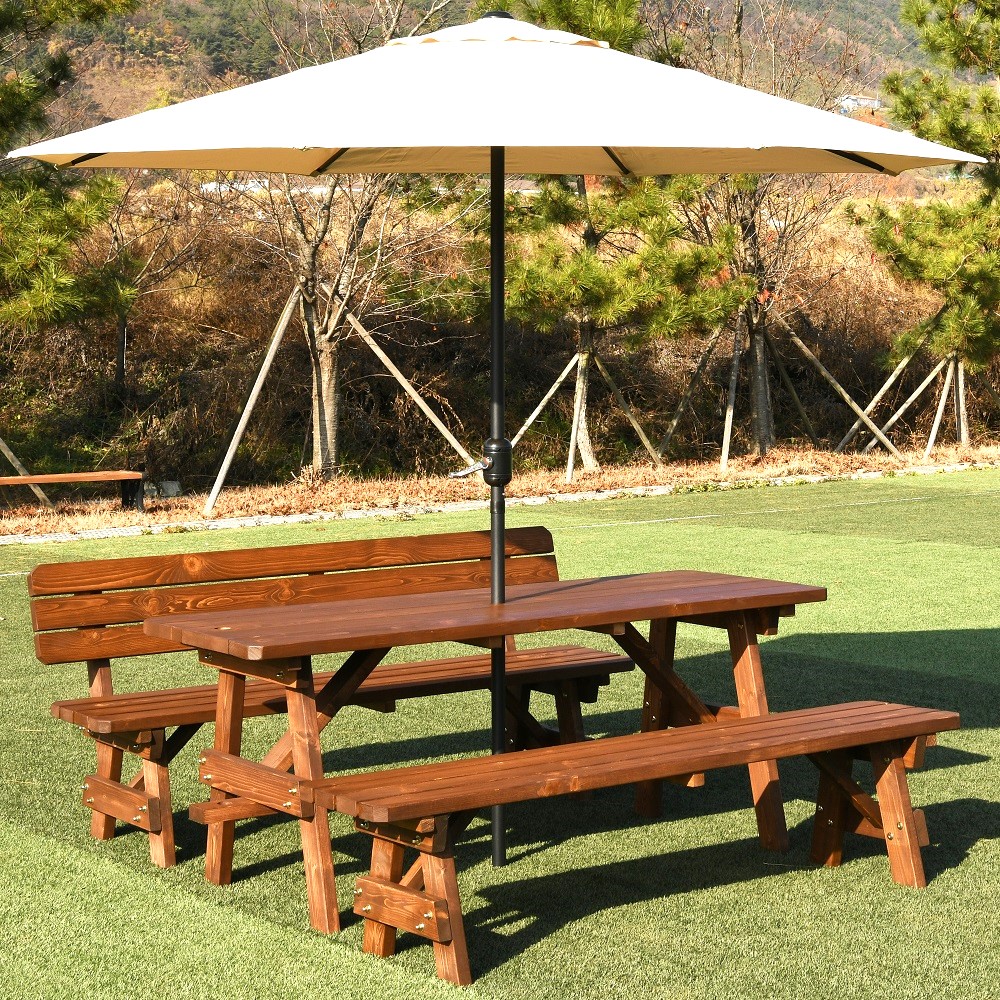 야외테이블세트 정원카페 편의점테라스 야외용테이블 4인분리형월넛